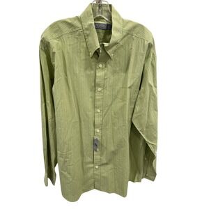 Talbots Mens Green‎ Striped Button Down Long Sleeve Casual Shirt
